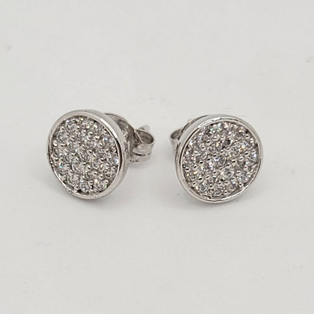 Sterling Silver Disc Stud Earrings - image 1